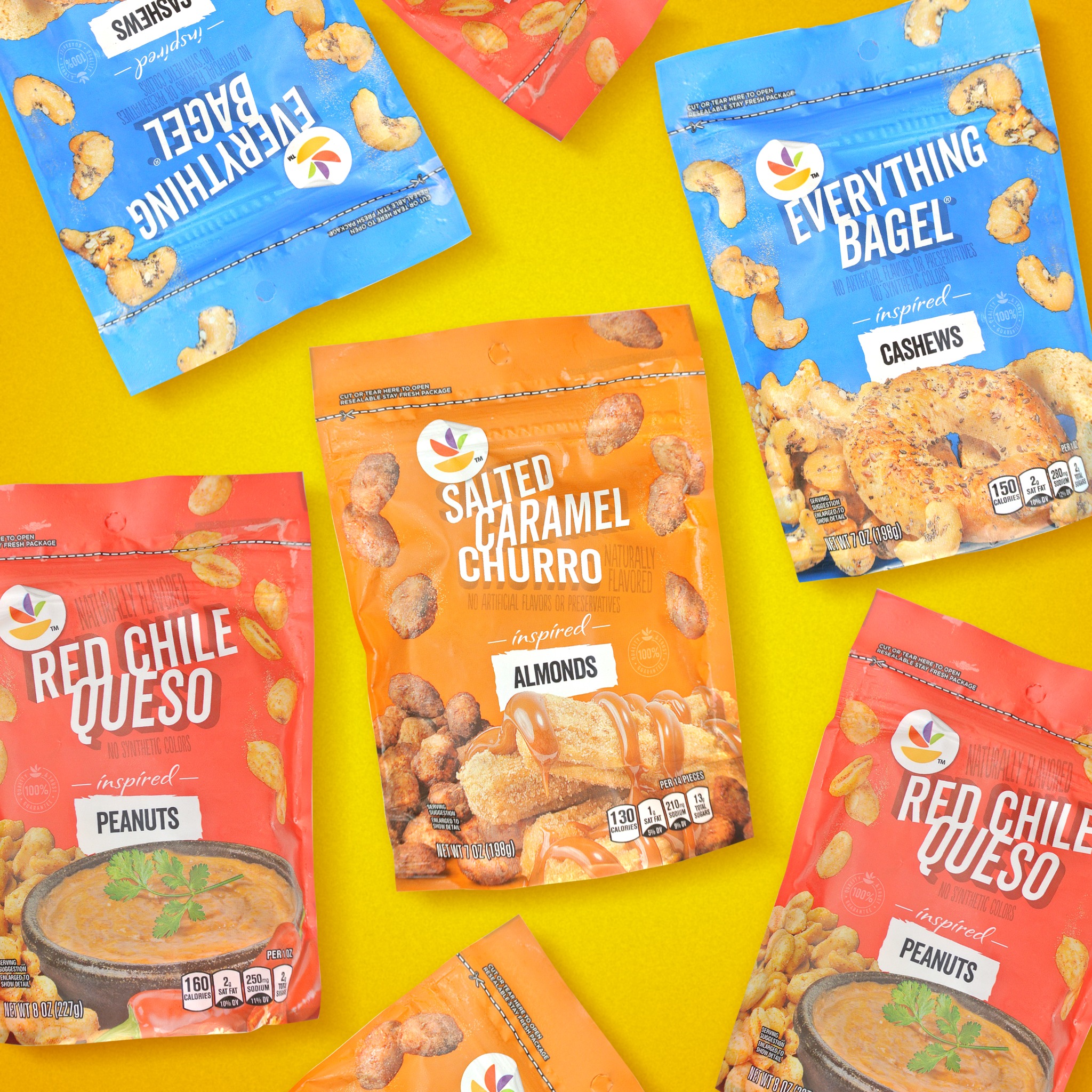Colorful private brand snack nut packaging